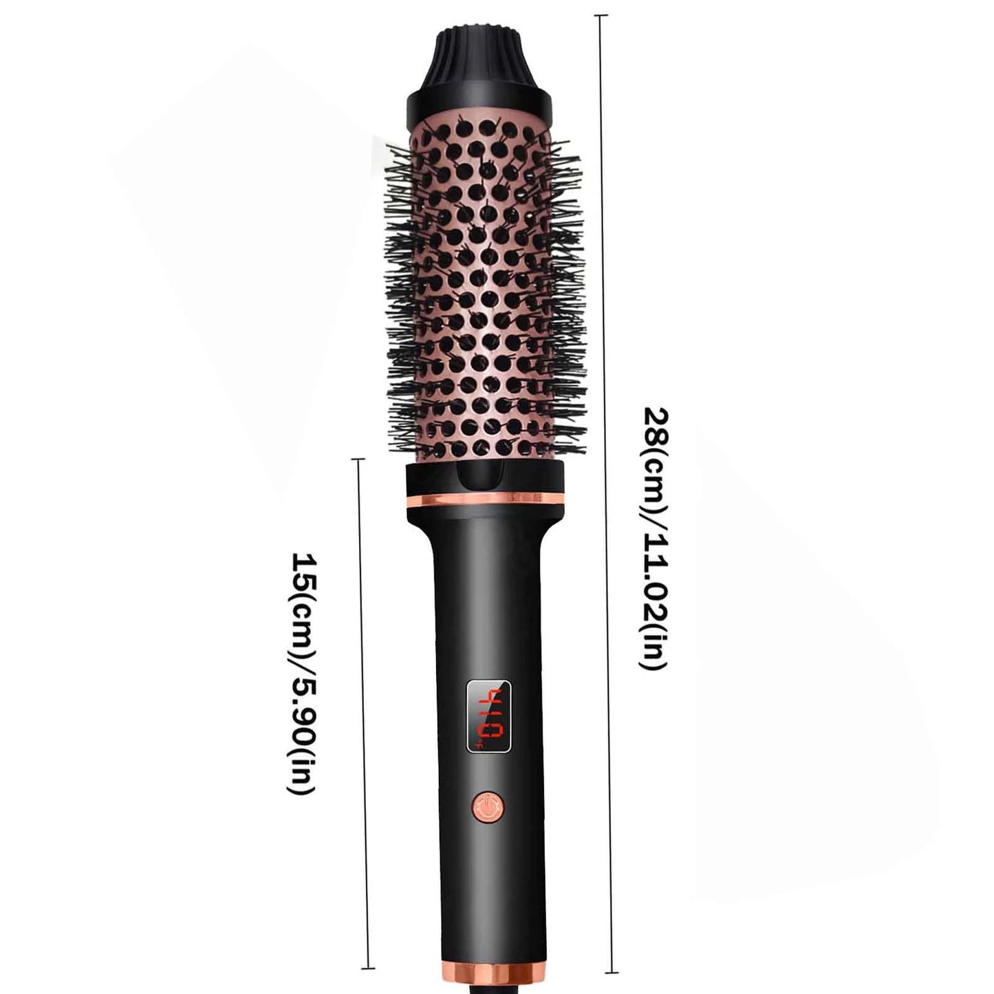 1.5 Inch Curling Iron Instant Heated Styling Brush - 3-In-1 Ionic Hair Curler/Straightener with Anti-Scald Nylon Bristles, Electric Curl Wand Thermal Brush Create Loose & Volume Curls